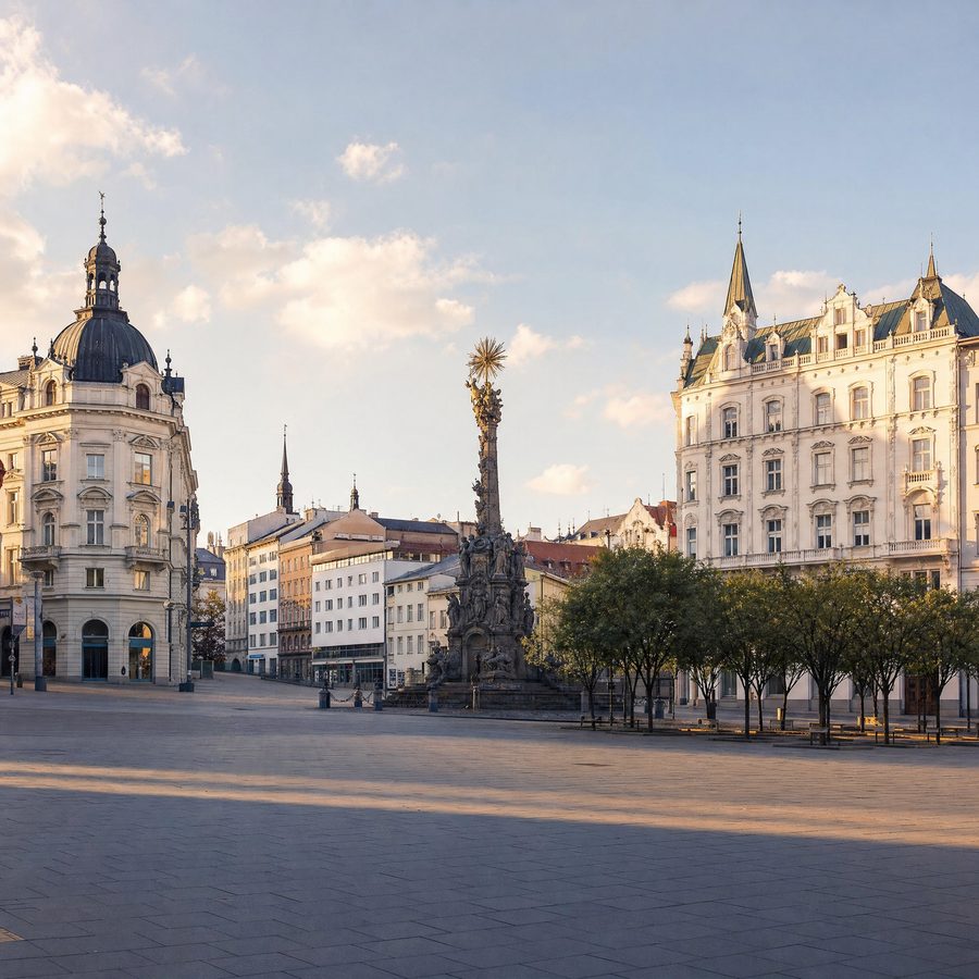 Freedom Square in Brno, ringed by historic facades
