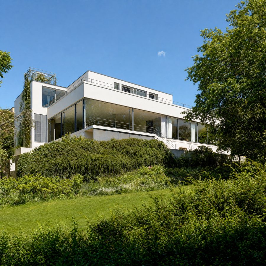 Villa Tugendhat, a white modernist Bauhaus-style house in Brno